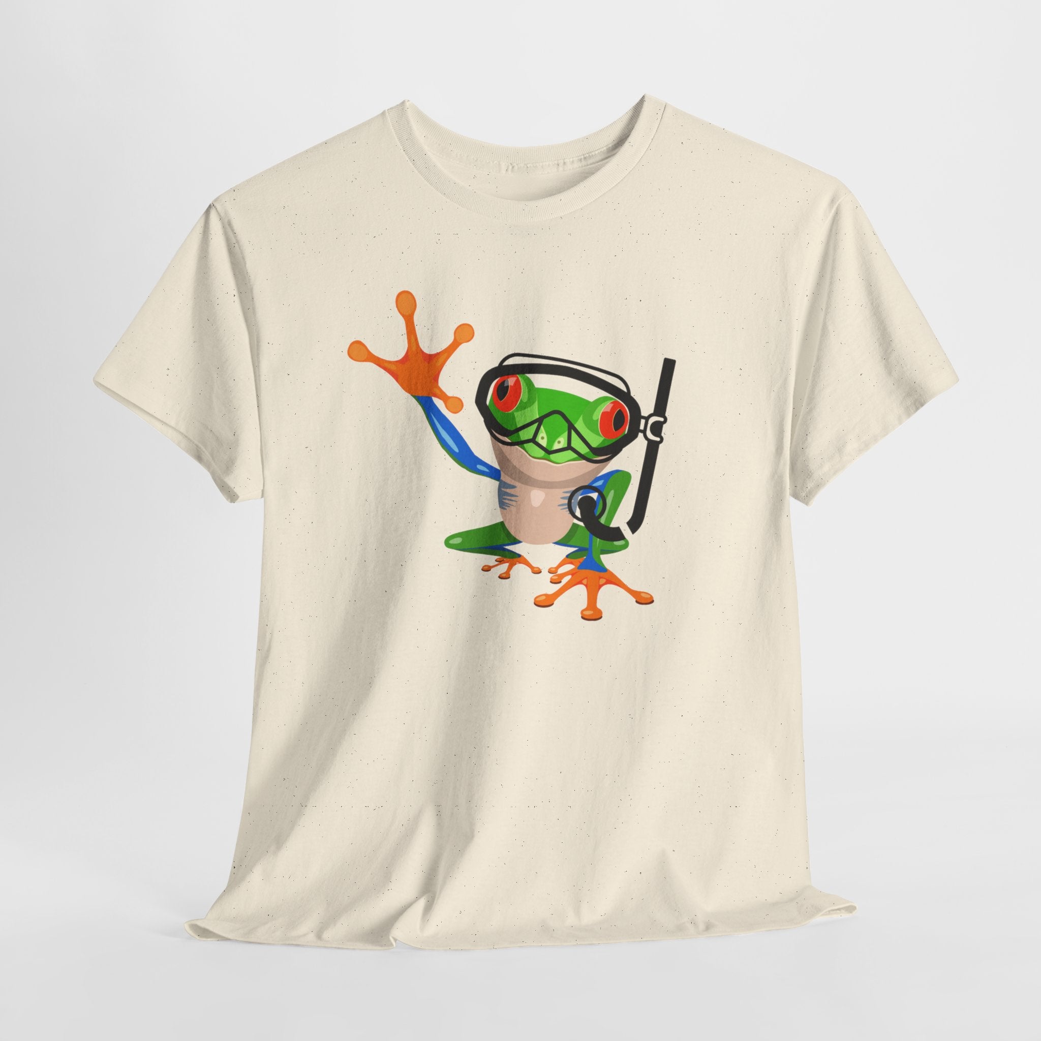 Fun Snorkel Tree Frog Diving Tee, Quirky Graphic Unisex T-Shirt, Perfect for Pool Parties, Gift for Nature Lovers, Beach Wear, Summer Vibes