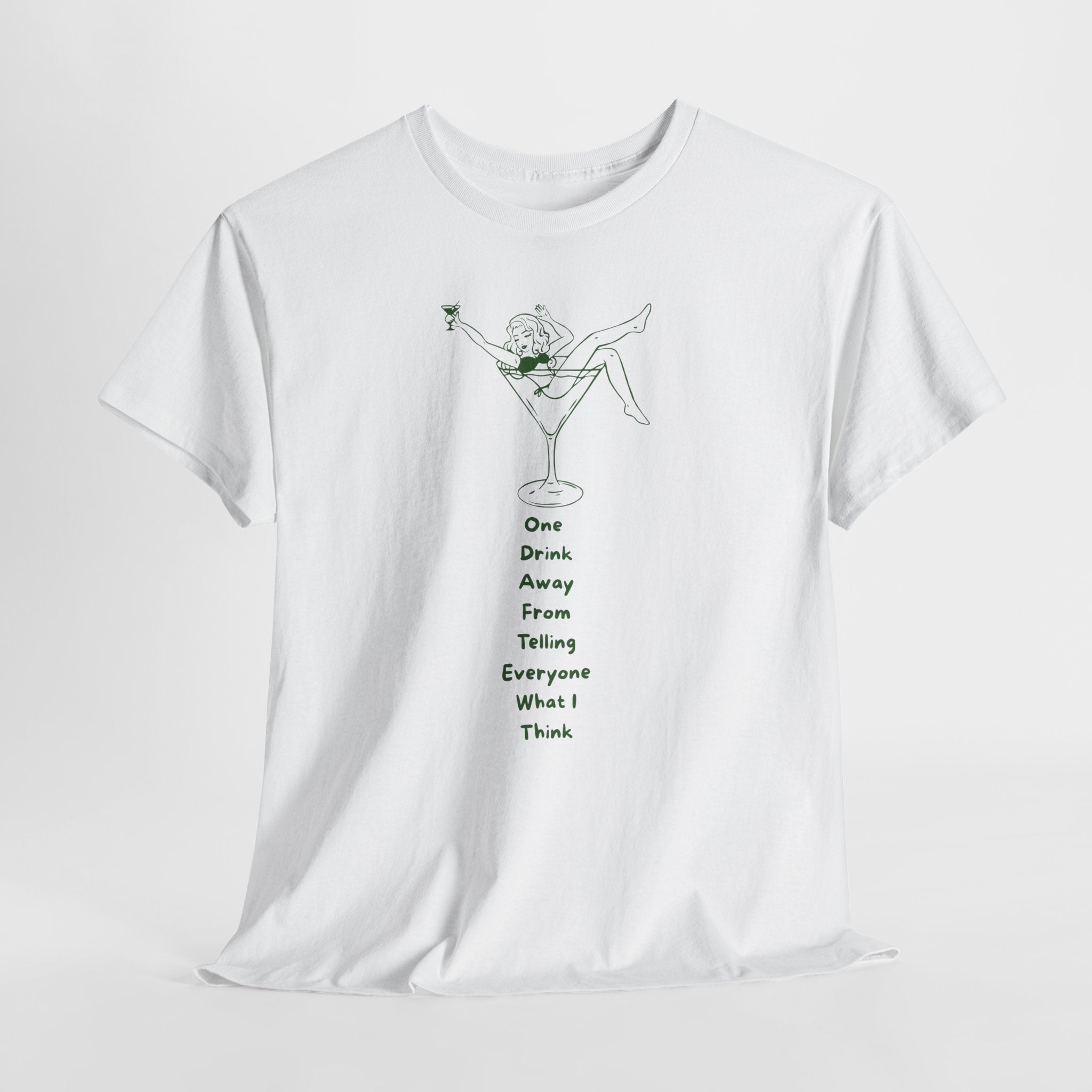 Funny One Drink Away From...Unisex heavy Cotton T-Shirt, Gift for Friends, Party Wear, Casual Style, Perfect for Birthdays, Celebrations