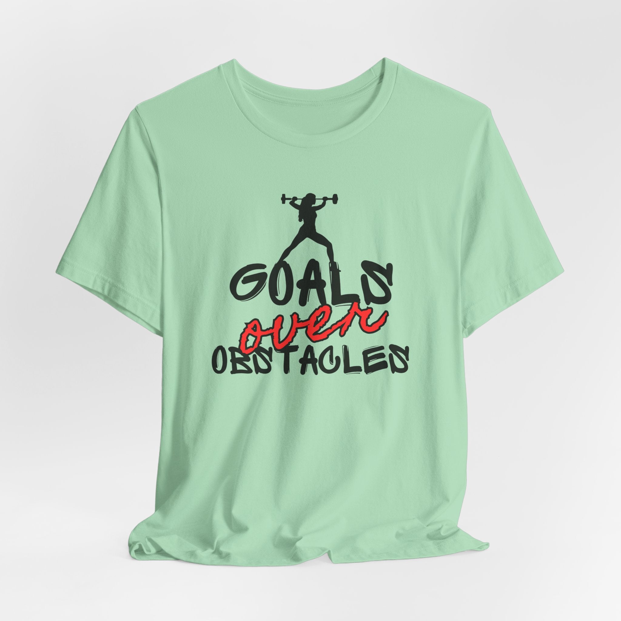 Motivational Fitness Tee - Goals Over Obstacles Shirt, Workout Top, Gym Apparel, Inspirational T-Shirt, Fitness Gift