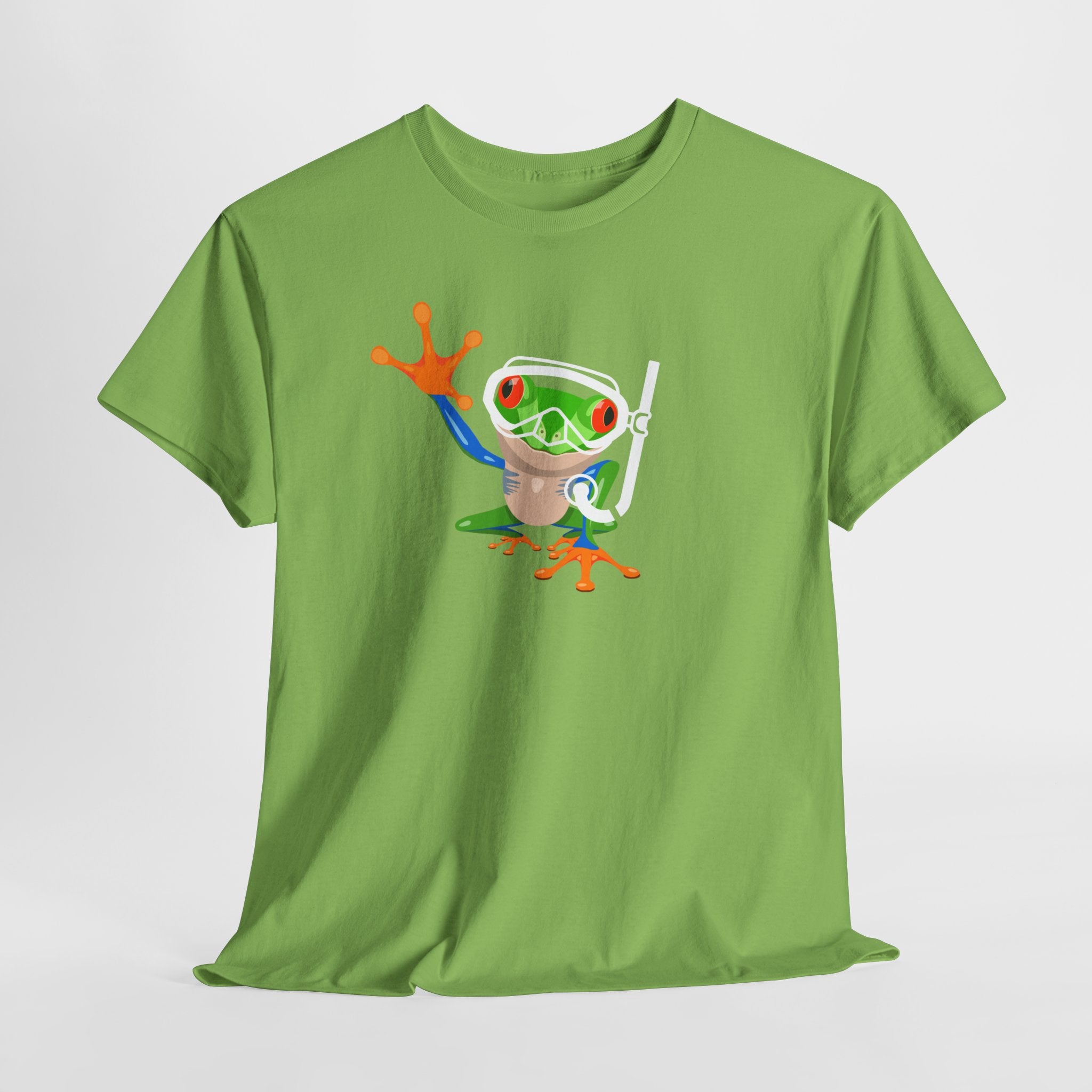 Fun Snorkel Tree Frog  (Dark Colors) Adult Sizes Too...Unisex Heavy Cotton Tee, Funny Frog Shirt, Cute Graphic Tee, Perfect Gift for Nature Lovers, Summer Fun Fashion