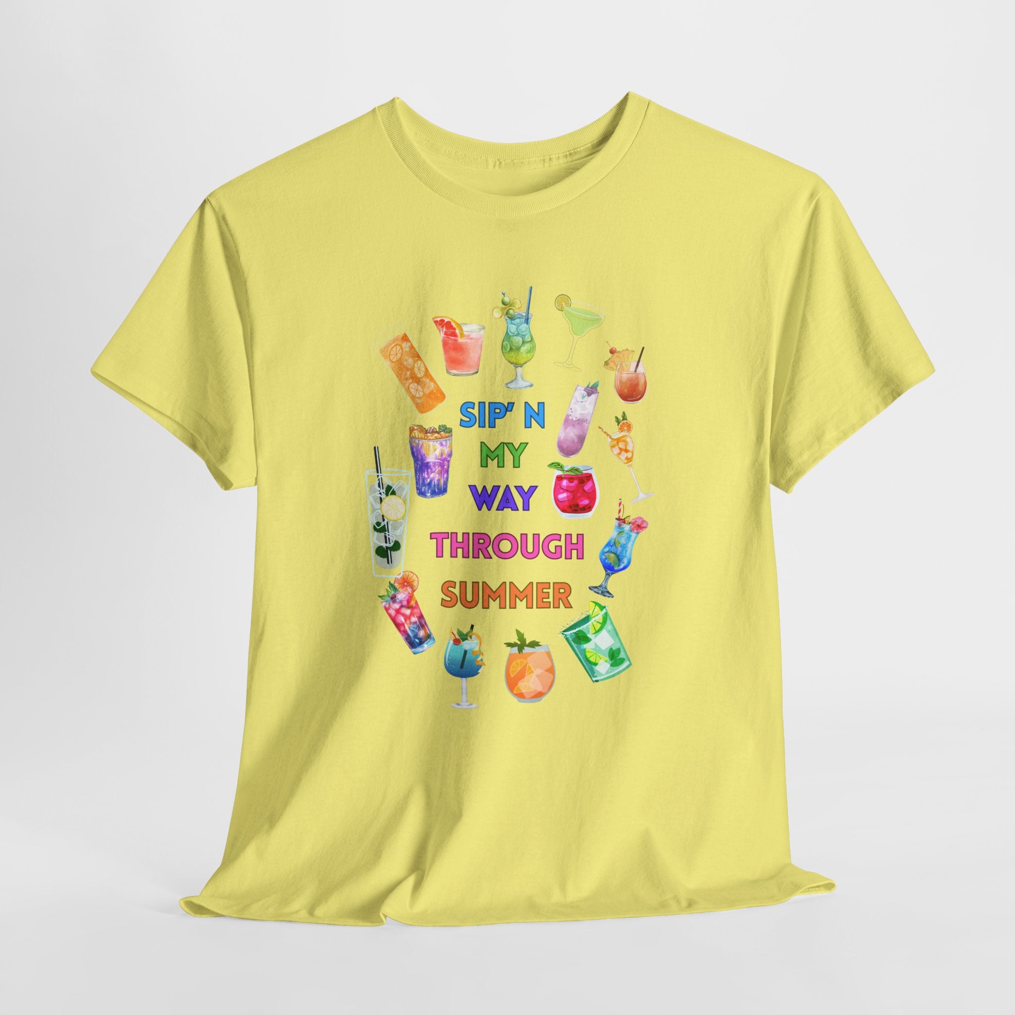 Declare Cocktail Culture at its finest Colorful Summer Unisex Tee - Sip'in My Way Through the Summer