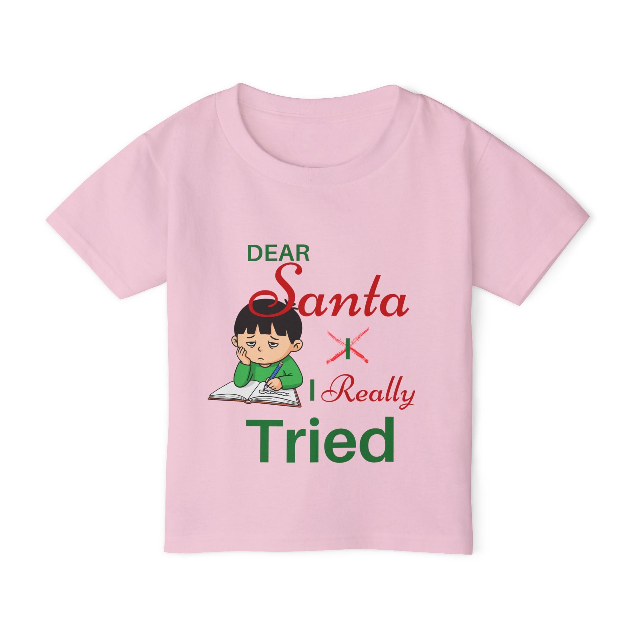 Cute  "Dear Santa I Really Tried"  Toddler-Child  Christmas Unisex  Heavy Cotton Tee Shirt