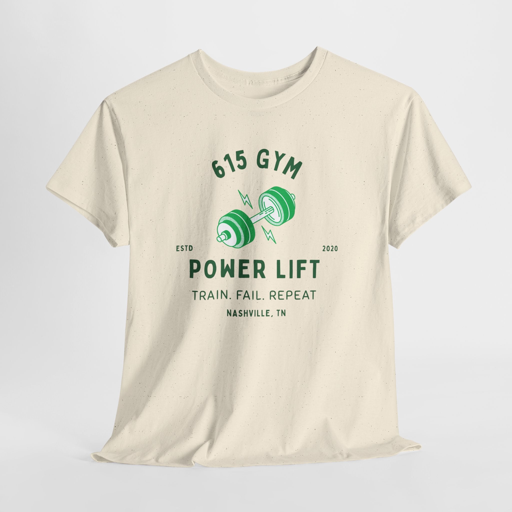 615 Gym Power Lift Nashville, TN  Classic workout gym Unisex Cotton Tee - Workout with Nashville's Popular 615 Gym Design