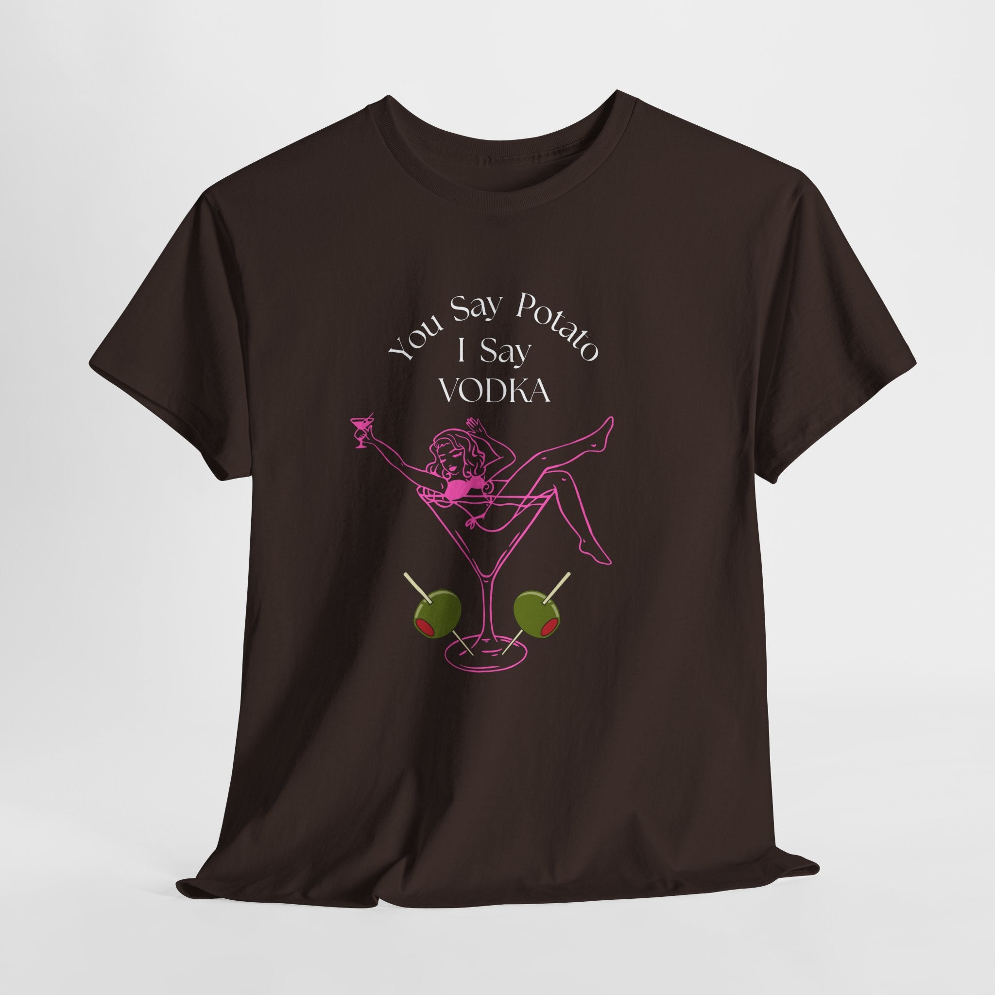 Fun Martini Girl Graphic Cocktail Culture Unisex Heavy Cotton Tee — Retro Pinup Cocktail T-Shirt
