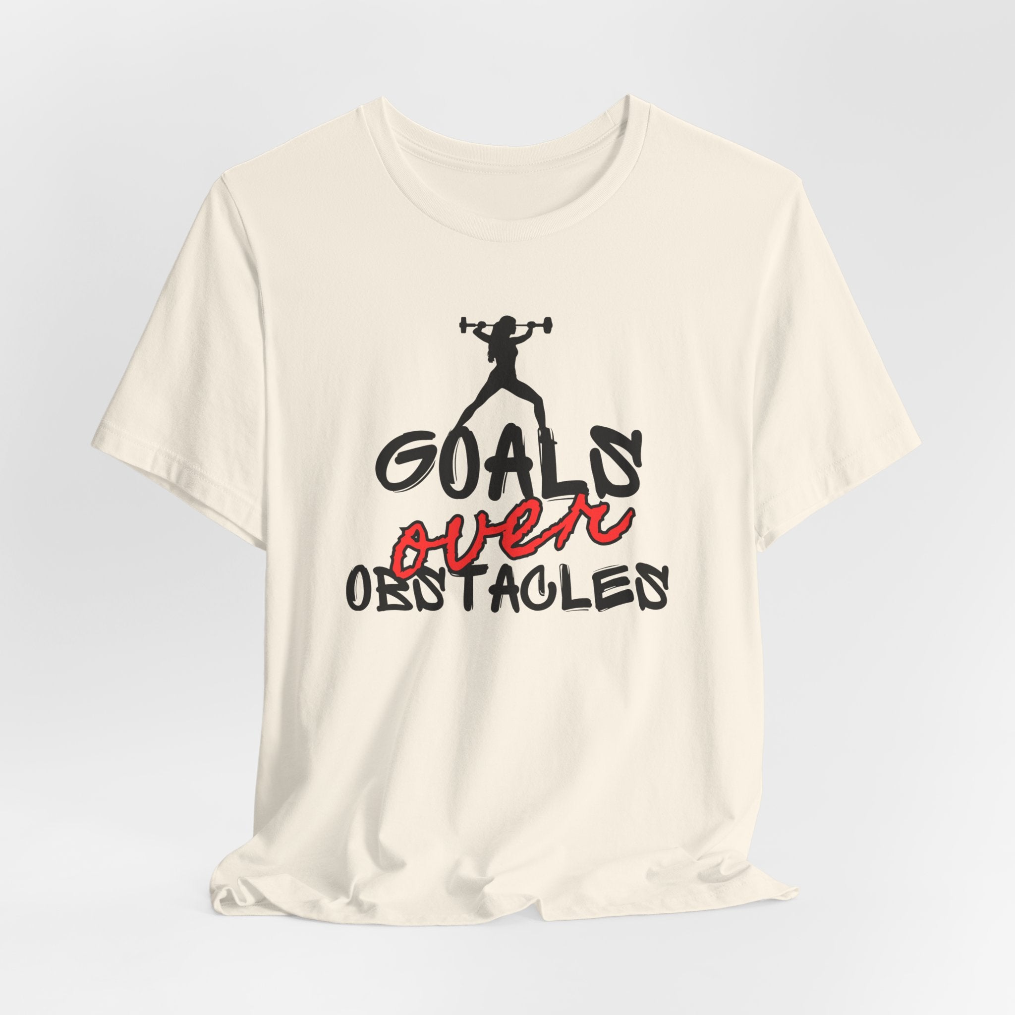 Motivational Fitness Tee - Goals Over Obstacles Shirt, Workout Top, Gym Apparel, Inspirational T-Shirt, Fitness Gift