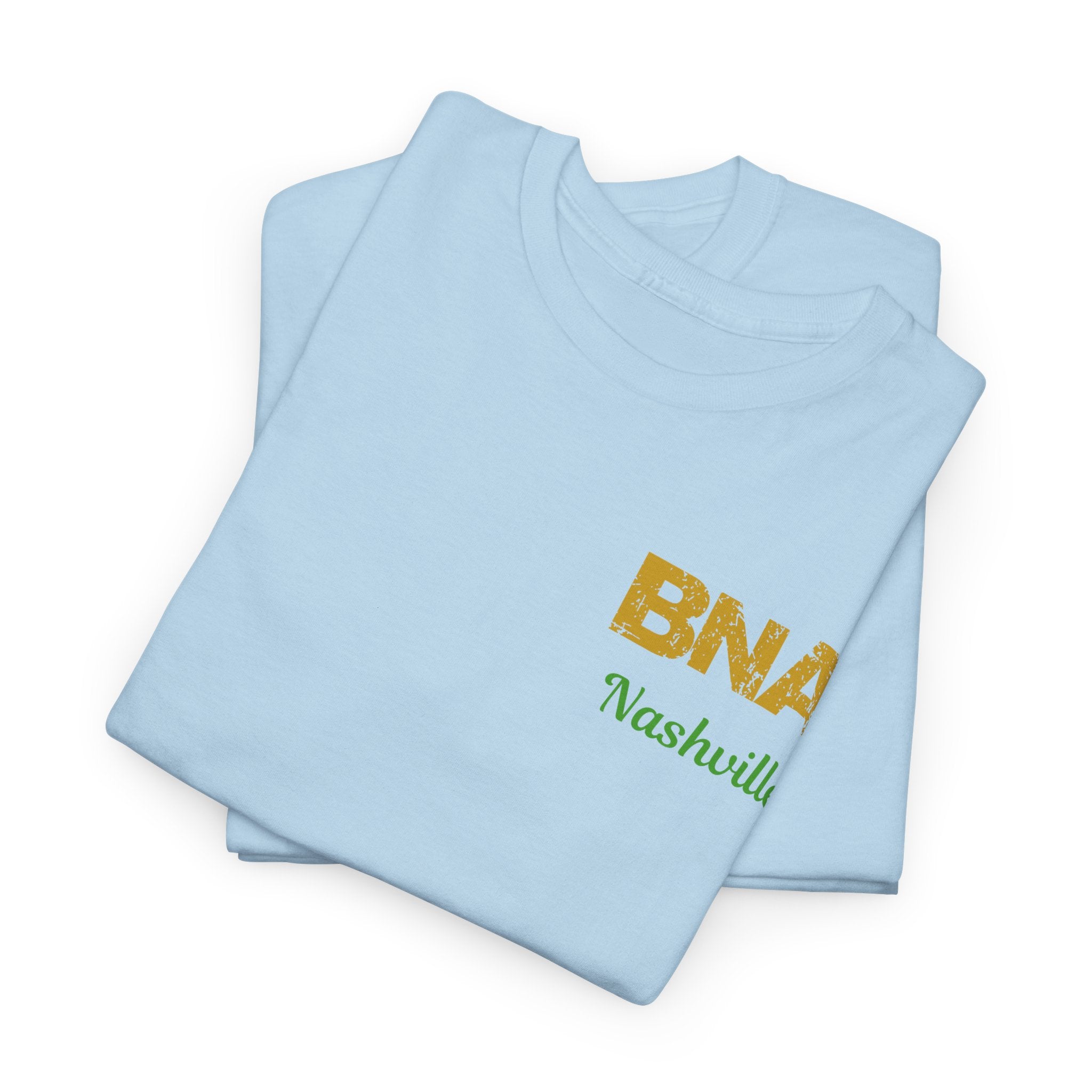 Distressed Letters BNA Nashville International Airport Code Unisex Heavy Cotton Tee Shirt