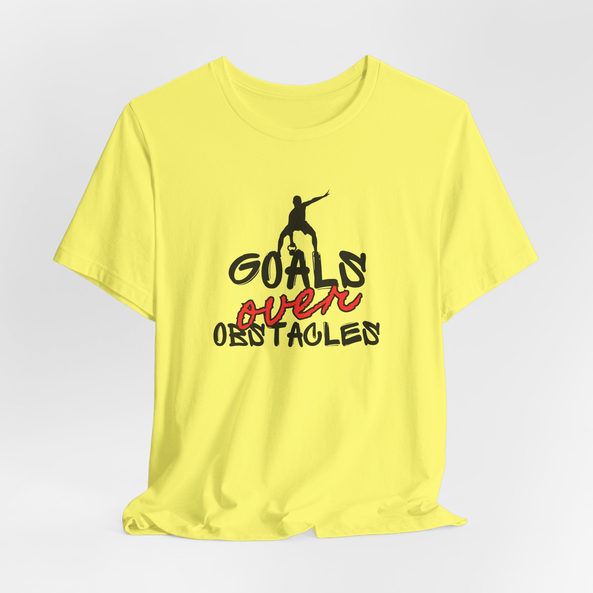 Motivational Fitness Tee | Goals Over Obstacles Unisex Heavy Cotton Tee Shirt, Workout Apparel, Inspirational Gift, Casual Daily Wear, Active Lifestyle Top