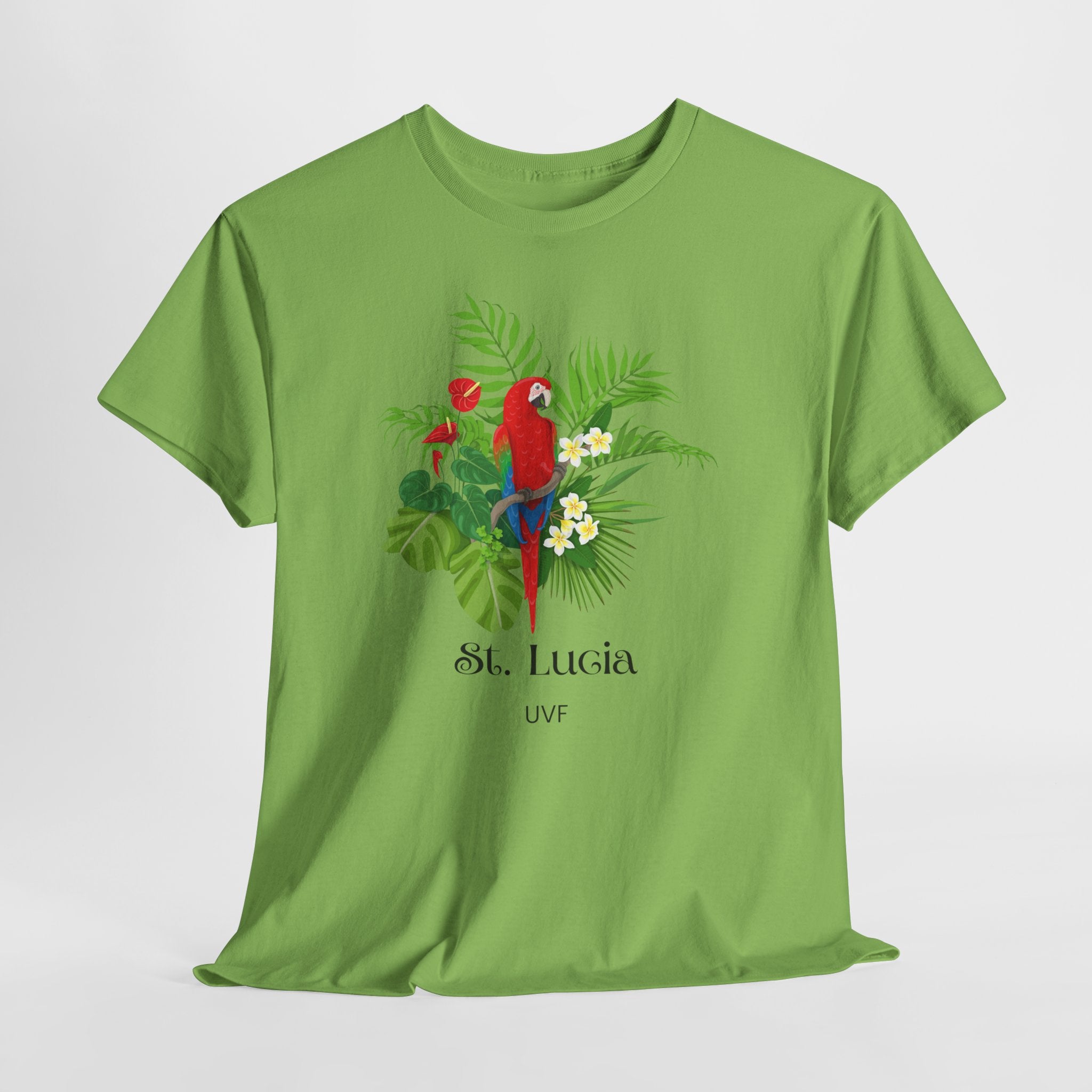 Colorful Tropical Paradise of St. Lucia, Caribbean Unisex Heavy Cotton Travel Tee - Destination St. Lucia