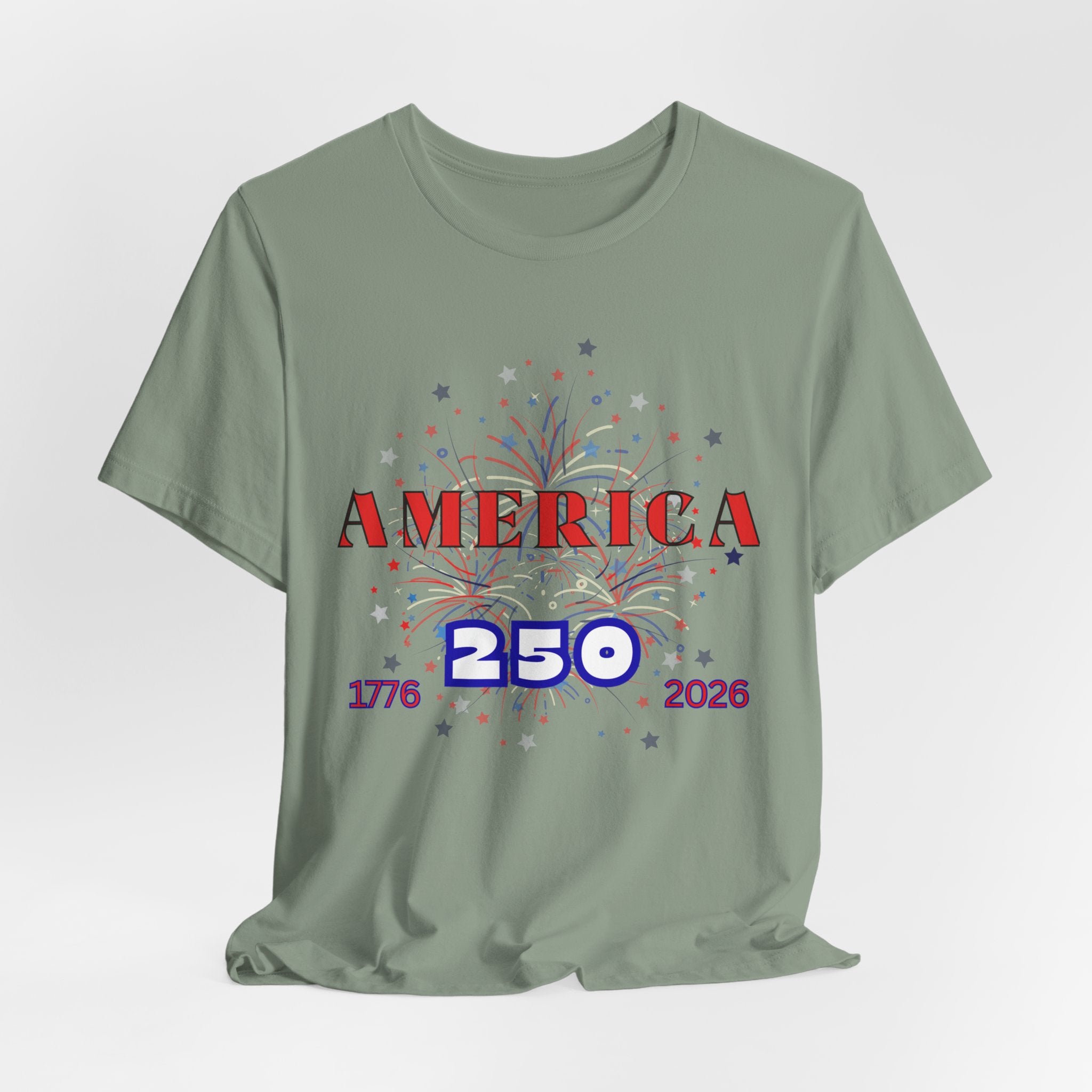 Celebrate America's 250th with this Festive Fireworks Tee, Unisex Jersey Short Sleeve Shirt, Fourth of July Celebration Tee, Independence Day Shirt, Patriotic Gift