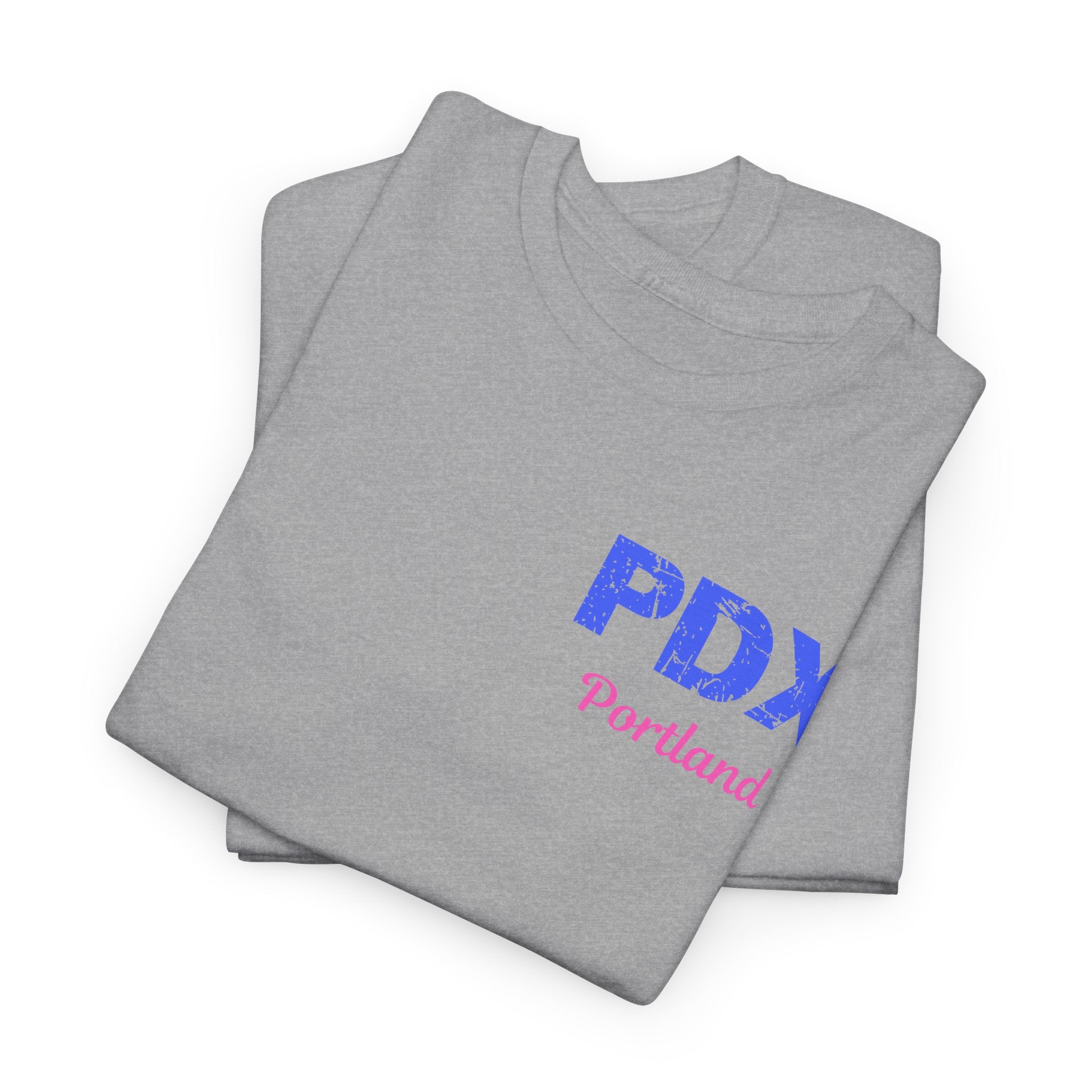 Distressed Letters PDX Portland International Airport Unisex Heavy Cotton Tee  Shirt