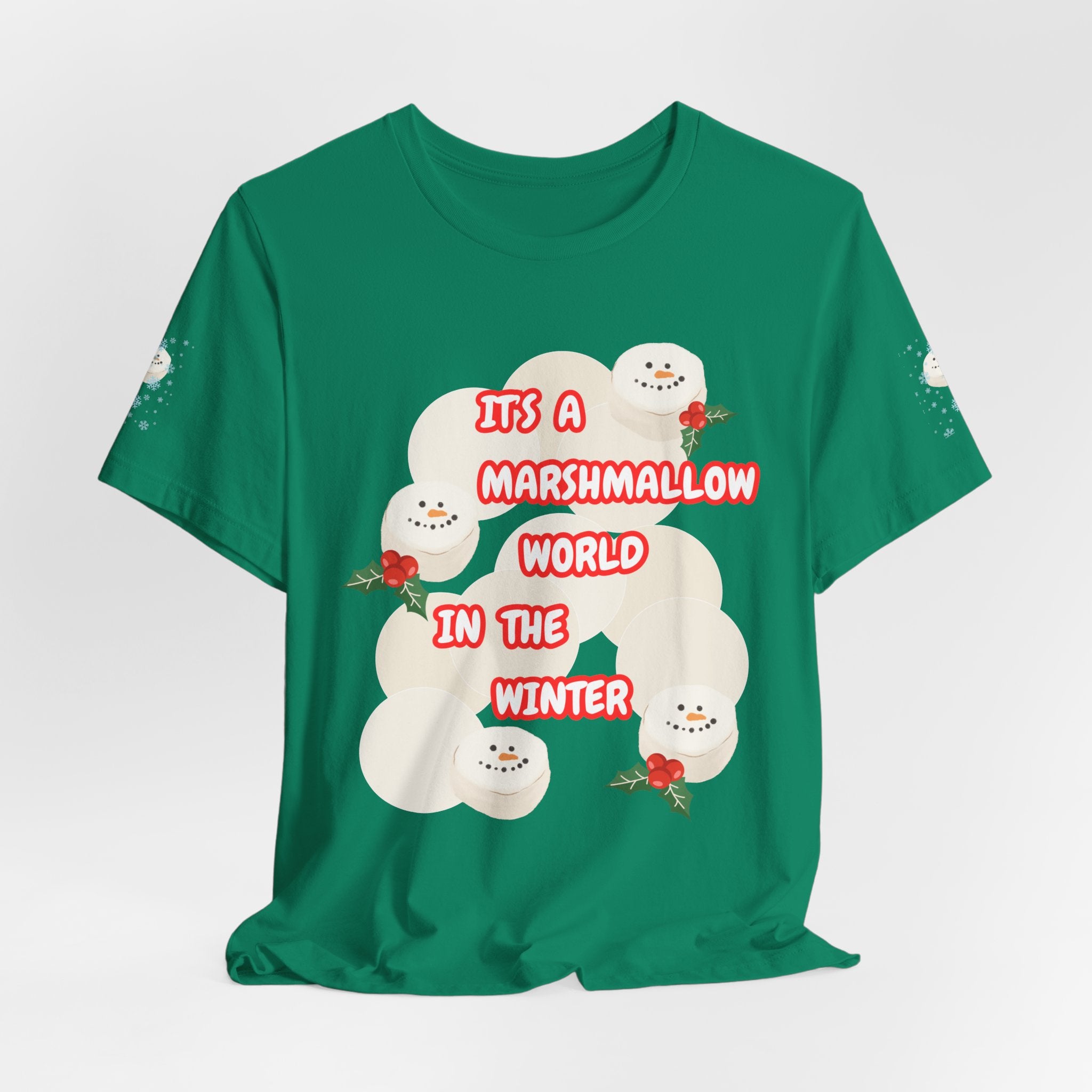 Fun Marshmallow World in the Winter  Unisex Heavy Cotton Tee —  "It’s a Marshmallow World in the Winter" Cute Holiday T-Shirt