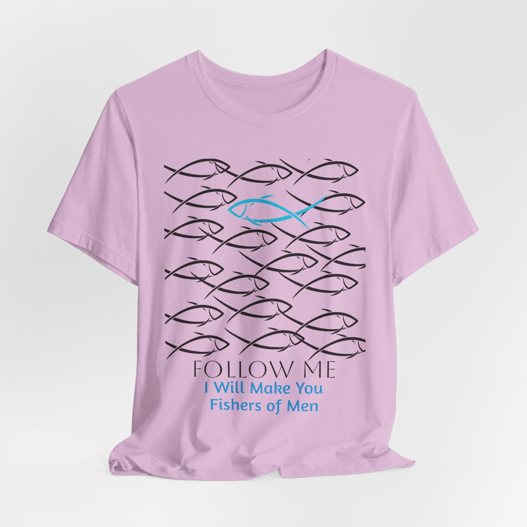 Follow Me Fishers of Men  Graphic Unisex Heavy Cotton Tee — Christian Faith Fish Symbol T-Shirt