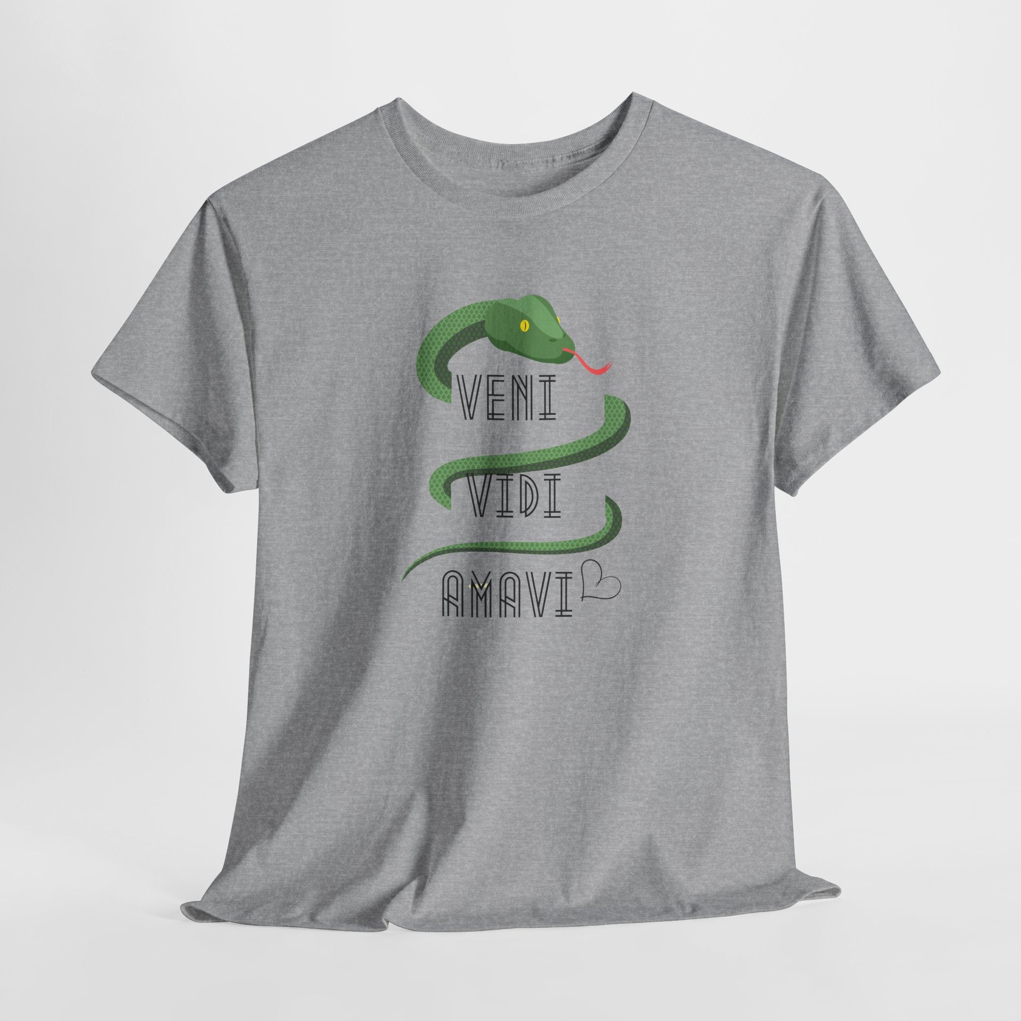 Veni Vidi Amavi  (I Came, I Saw, I Loved) Graphic Unisex Heavy Cotton Tee - Stylish Comfortable T-Shirt for Casual Wear