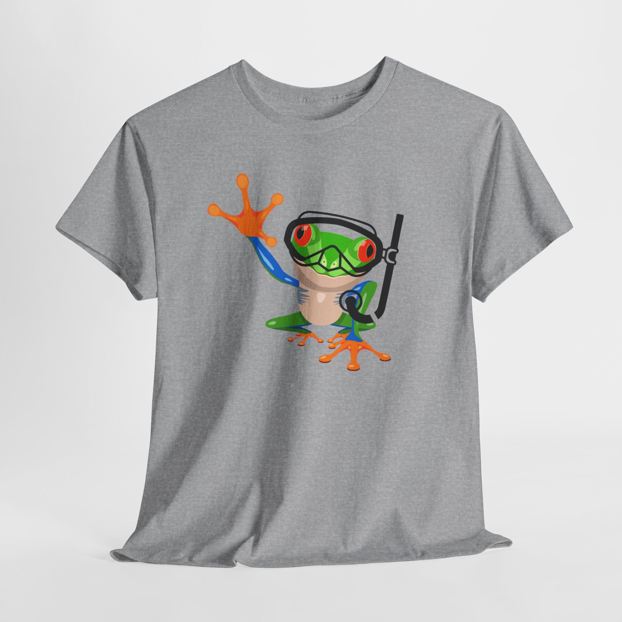 Fun Snorkel Tree Frog Diving Tee, Quirky Graphic Unisex T-Shirt, Perfect for Pool Parties, Gift for Nature Lovers, Beach Wear, Summer Vibes