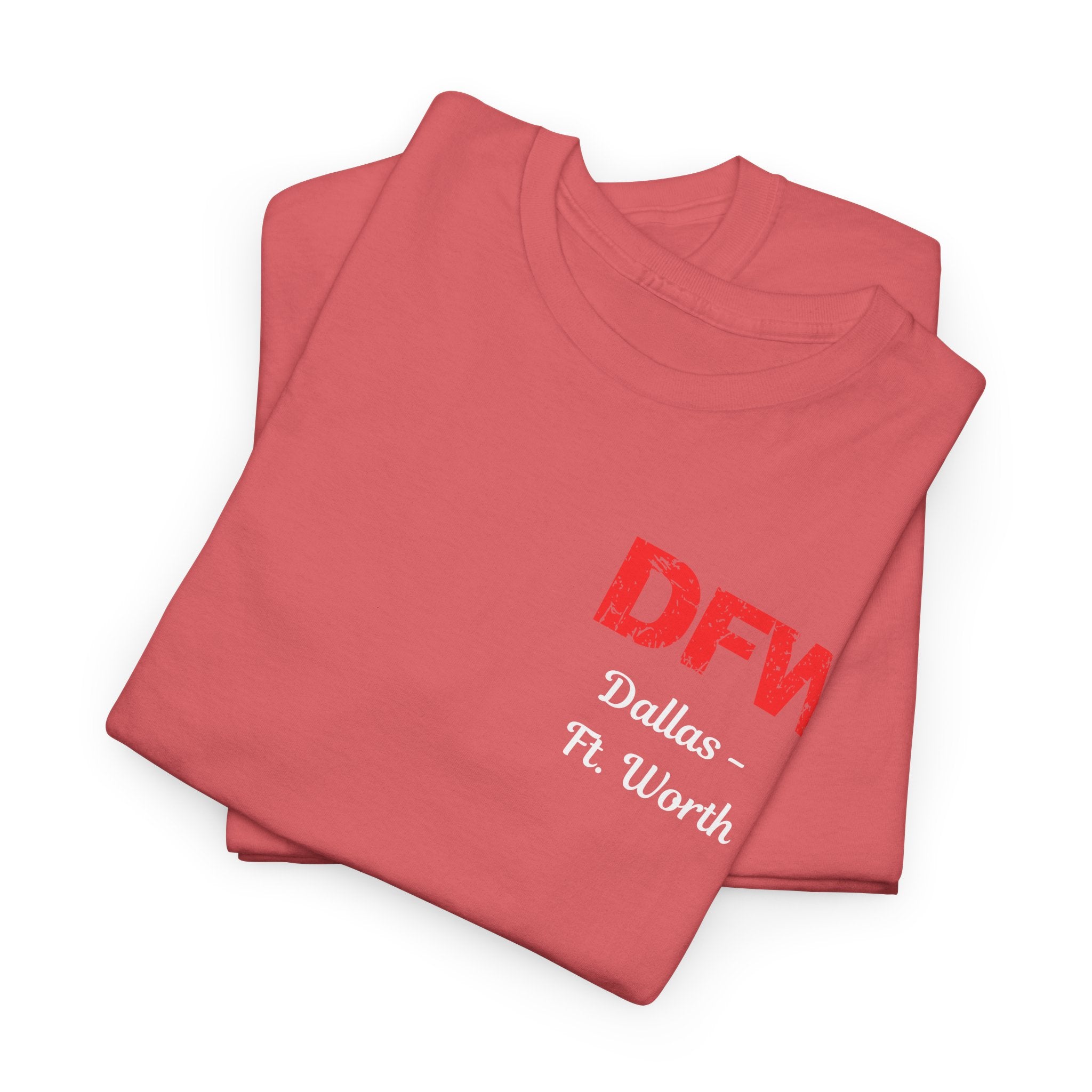 Distressed Letters DFW Dallas Fort Worth International Airport Unisex Heavy Cotton Tee