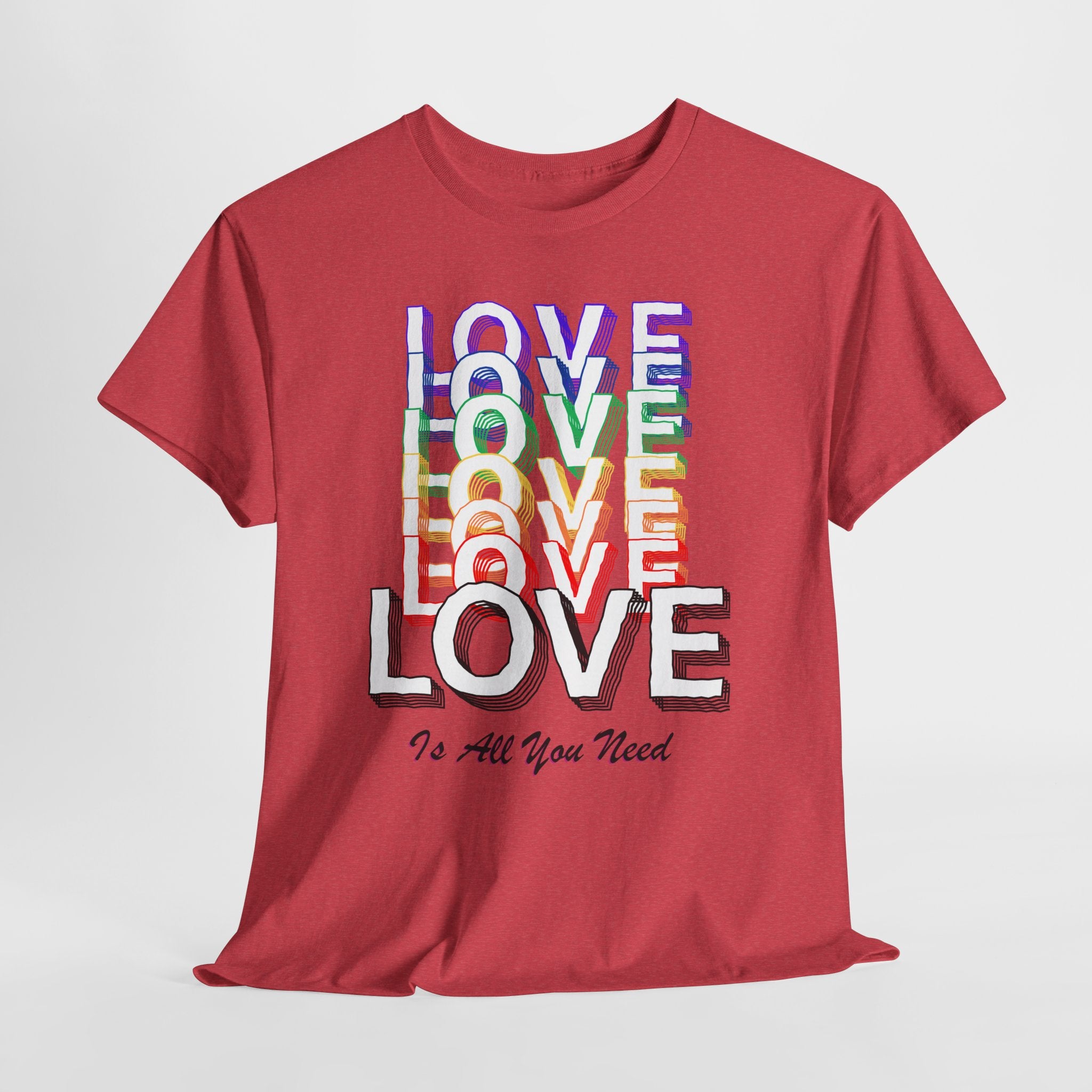 Love Rainbow Graphic  Unisex Heavy Cotton Tee — "Love Is All You Need" Casual Pride T-Shirt